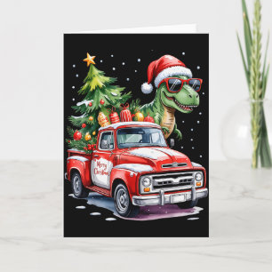 Christmas Tree Car Truck Dinosaur Trex Christmas B Card