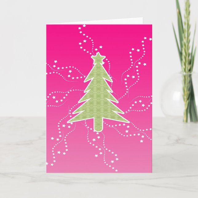 Christmas Tree Card Hot Pink and Starry (Front)