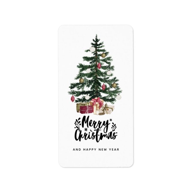  Christmas Tree Card Merry Christmas Holidays Label (Front)