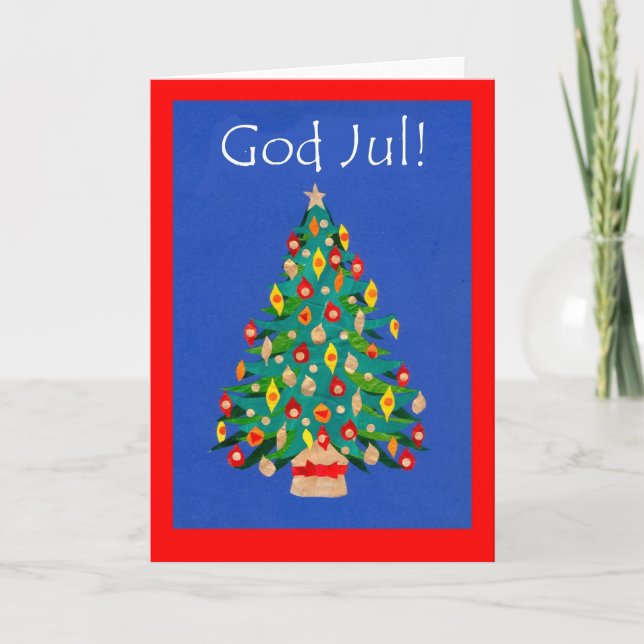 Christmas Tree Card with Swedish Greeting (Front)