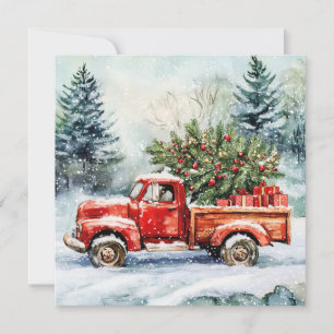 Christmas Tree Carrying Truck Holiday Card