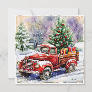 Christmas Tree Carrying Truck Holiday Card