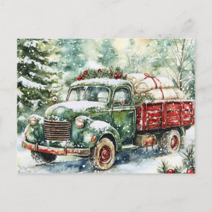 Christmas Tree Carrying Truck Holiday Postcard