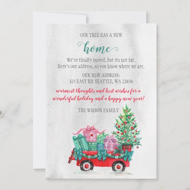 Christmas Tree Cart We've Moved Holiday Cards (Front)