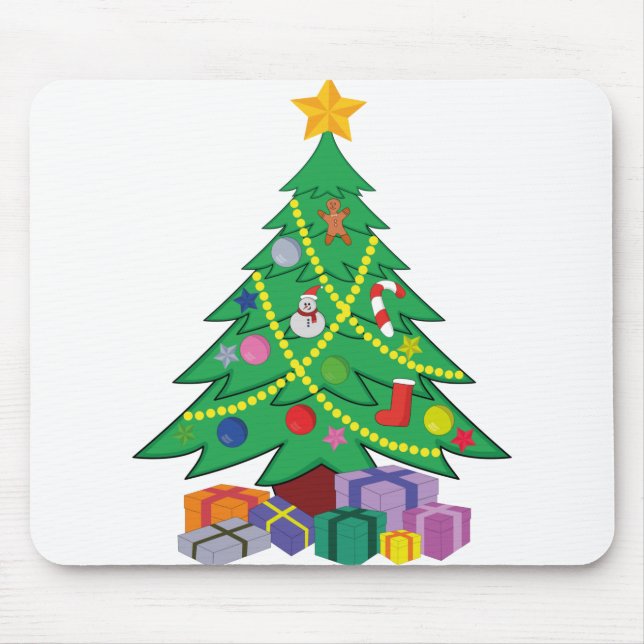 Christmas Tree cartoon ideas design Mouse Mat (Front)