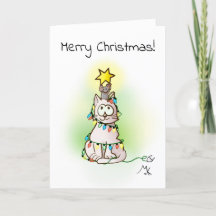 Christmas Tree Cat and Mouse with Star
