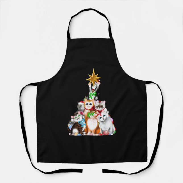 christmas tree cats apron (Front)