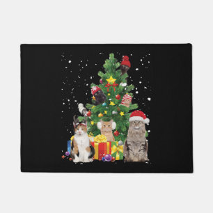 christmas tree cats - cat christmas sweater doormat
