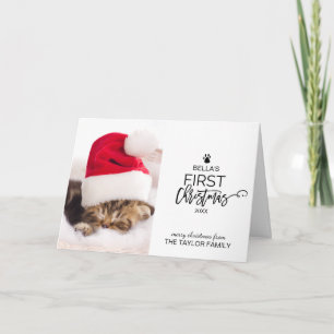 Christmas Tree Cat's First Christmas Photo Holiday Card