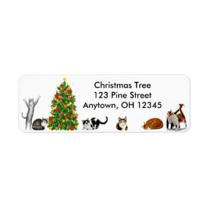 Christmas Tree Cats Label