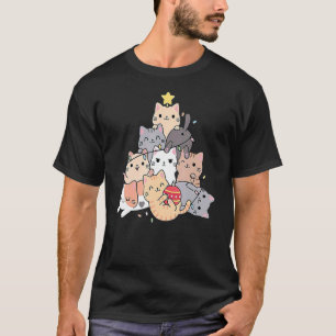 Christmas Tree Cats Outfit ELF Costume Xmas Family T-Shirt