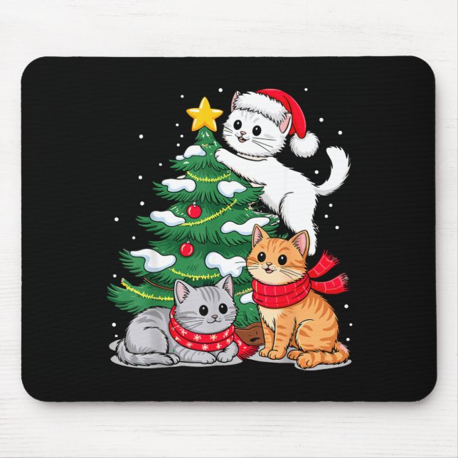 Christmas Tree Cats Xmas  Mouse Mat (Front)