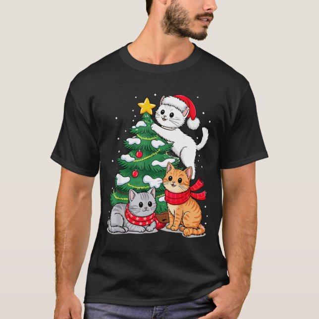 Christmas Tree Cats Xmas  T-Shirt (Front)