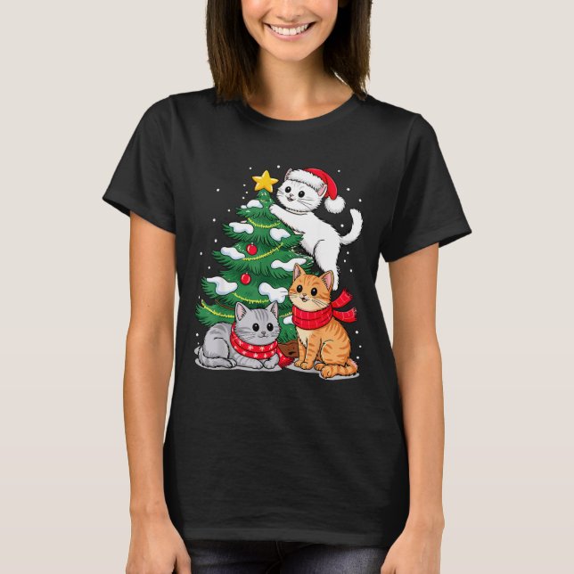 Christmas Tree Cats Xmas  T-Shirt (Front)