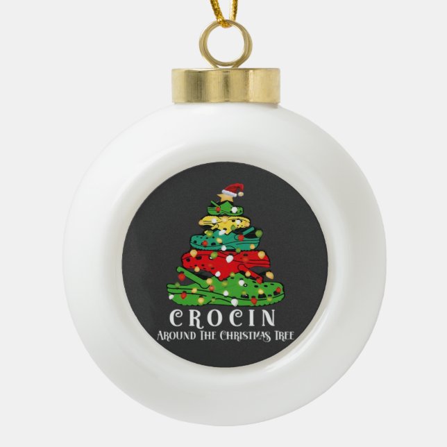 Christmas tree ceramic ball christmas ornament (Front)