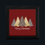 Christmas Tree Cheetah Print Buffalo Plaid Glitter Gift Box<br><div class="desc">A fun trendy Christmas tree cheetah leopard print,  buffalo plaid print gold glitter Christmas gift box.  Personalise it. A great box to put that special present in.</div>