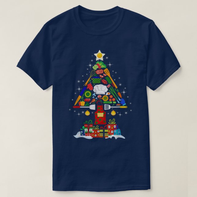 Christmas Tree Chef Cooking Novelty Funny Cook For T-Shirt (Design Front)
