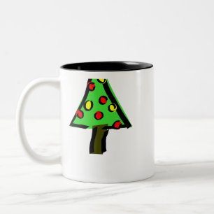 christmas tree cherry Two-Tone coffee mug