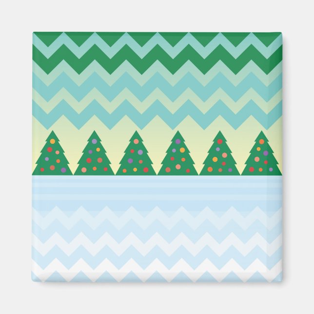 Christmas Tree Chevron Scene Magnet (Front)