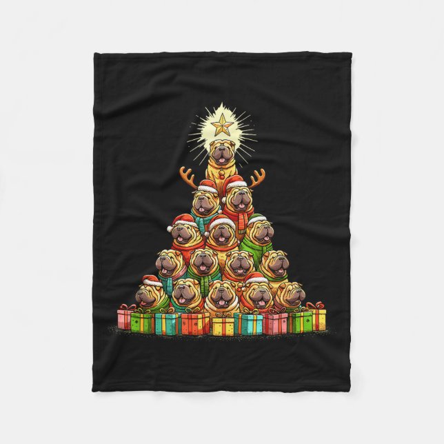 Christmas Tree Chinese Shar-pei Shar Pei  Fleece Blanket (Front)
