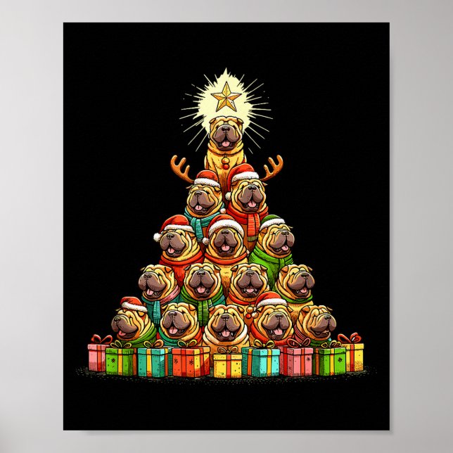 Christmas Tree Chinese Shar-pei Shar Pei  Poster (Front)