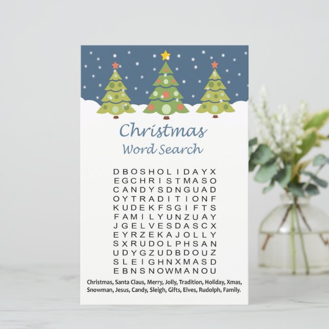 Christmas tree christmas word search game (Standing Front)