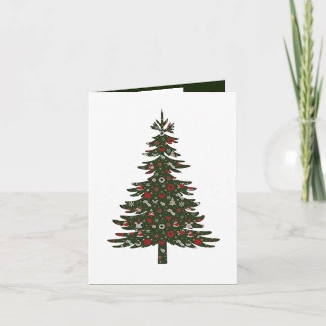 Christmas Tree Classic Modern Graphic Art Holiday Card (Front)