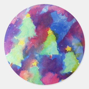 CHRISTMAS TREE CLASSIC ROUND STICKER