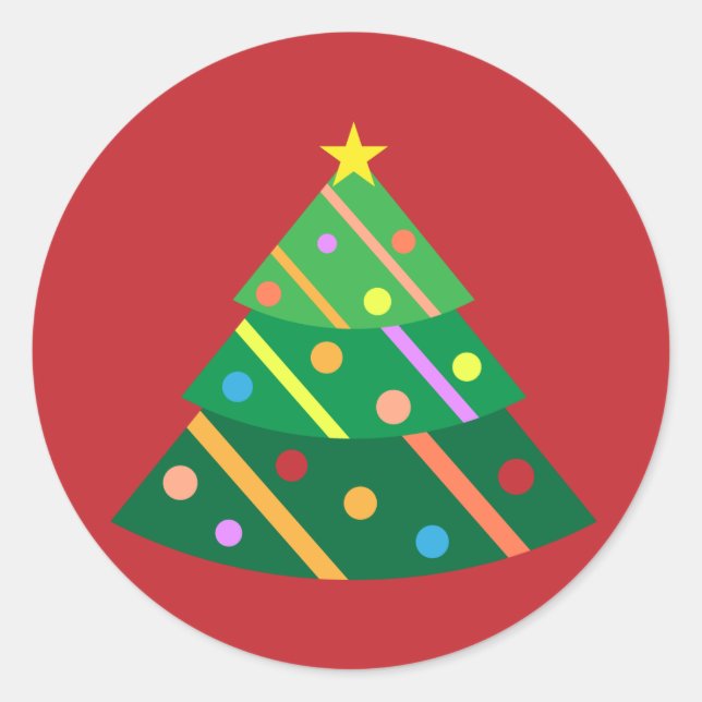 Christmas Tree Classic Round Sticker (Front)