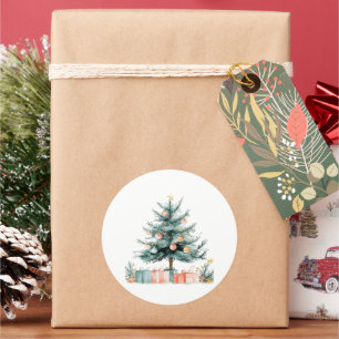 Christmas tree classic round sticker