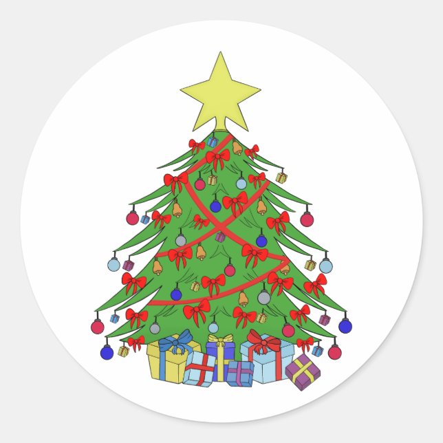 Christmas tree classic round sticker (Front)