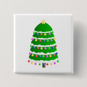 Christmas tree clip art 15 cm square badge