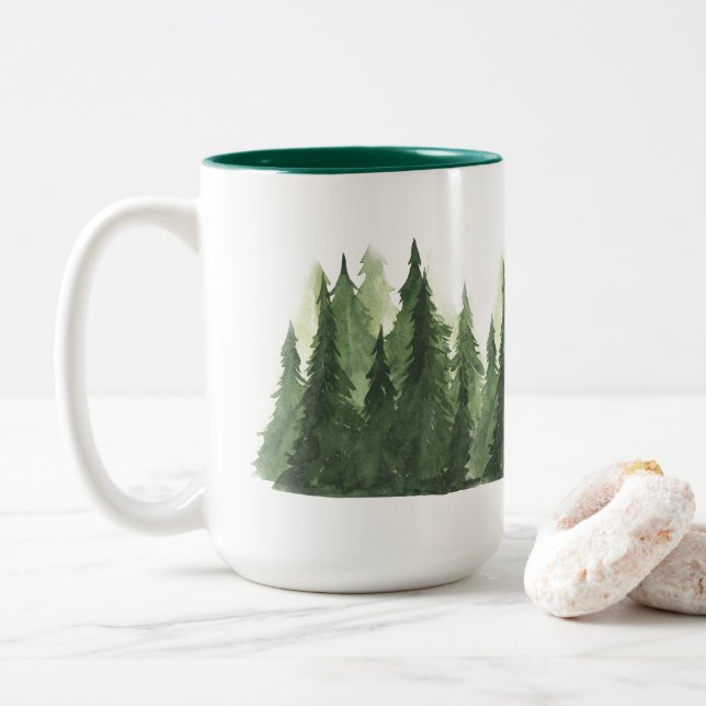 Christmas Tree Coffee Mug, Two-Tone Coffee Mug (With Donut)