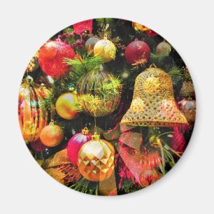 Christmas Tree Collage Artsy Colourful Festive Magnet