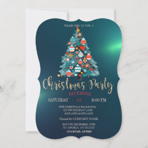 Christmas Tree,Colourful Balls Christmas Company Invitation