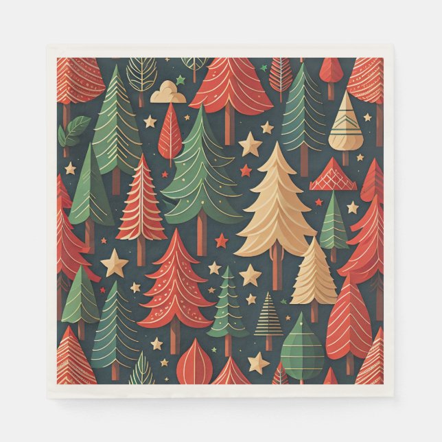 Christmas Tree Colourful Pattern Napkin (Front)