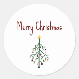 Christmas Tree Colourful Retro Holiday  Classic Round Sticker