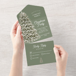 Christmas Tree Company Holiday Party Olive Green All In One Invitation