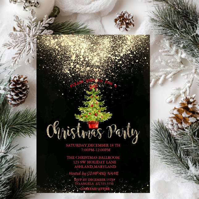 Christmas Tree, Confetti Company Christmas Party Invitation (Creator Uploaded)