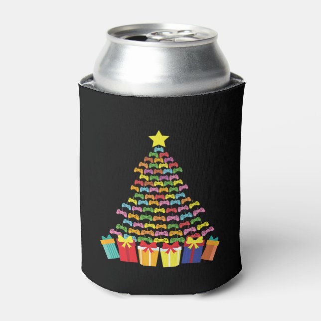 Christmas tree controller gaming shirt can cooler (Can Front)