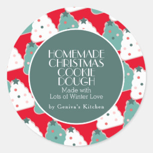 Christmas Tree Cookie Dough Homemade Mix Red Classic Round Sticker