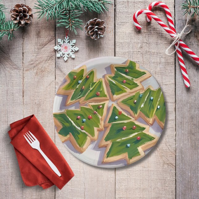 Christmas Tree Cookies Holiday Party Paper Plate (Creator Uploaded)