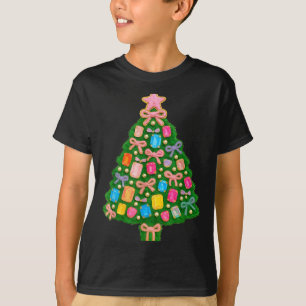 Christmas Tree Coquette Bow Crochet Xmas Pajamas H T-Shirt