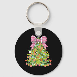 Christmas Tree Coquette Bow Pink Christmas Men Wom Key Ring