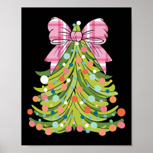 Christmas Tree Coquette Bow Pink Christmas Men Wom Poster