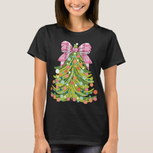 Christmas Tree Coquette Bow Pink Christmas Men Wom T-Shirt