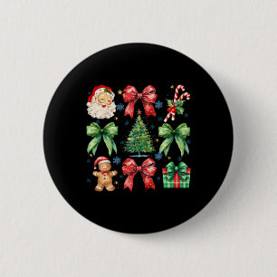 Christmas Tree Coquette Bow Santa Claus Candy 6 Cm Round Badge