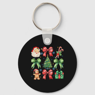 Christmas Tree Coquette Bow Santa Claus Candy Key Ring