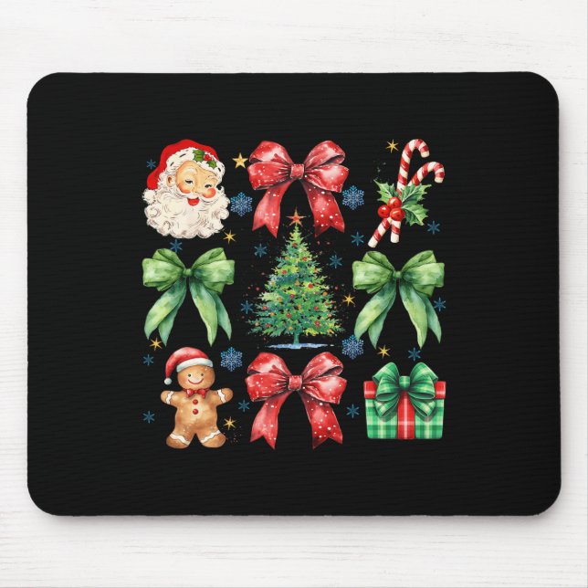 Christmas Tree Coquette Bow Santa Claus Candy  Mouse Mat (Front)