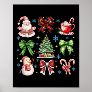 Christmas Tree Coquette Bow Santa Claus Candy Paja Poster